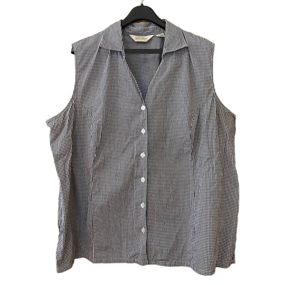 St John's Bay Gingham Print Cotton Blend Button Up Sleeveless top Size 24W